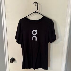 On Running Black Tee with White Logo